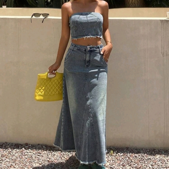 New Denim Two-Piece Set - Picture 2 of 3